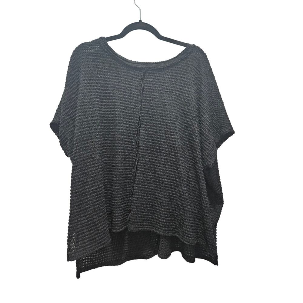 Zenana Black Open Knit Oversized Sweater Top 1X 2X Boho Plus Size